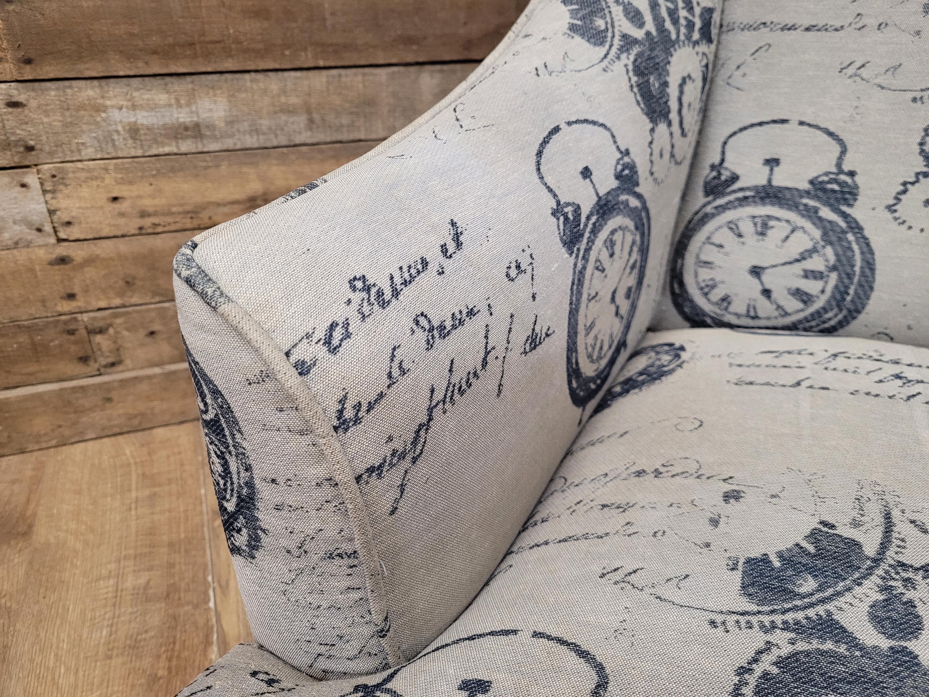 Tub Chair Upholstered Armchair Occasional Chair Clock Print Lounge Seat