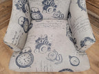 Tub Chair Upholstered Armchair Occasional Chair Clock Print Lounge Seat
