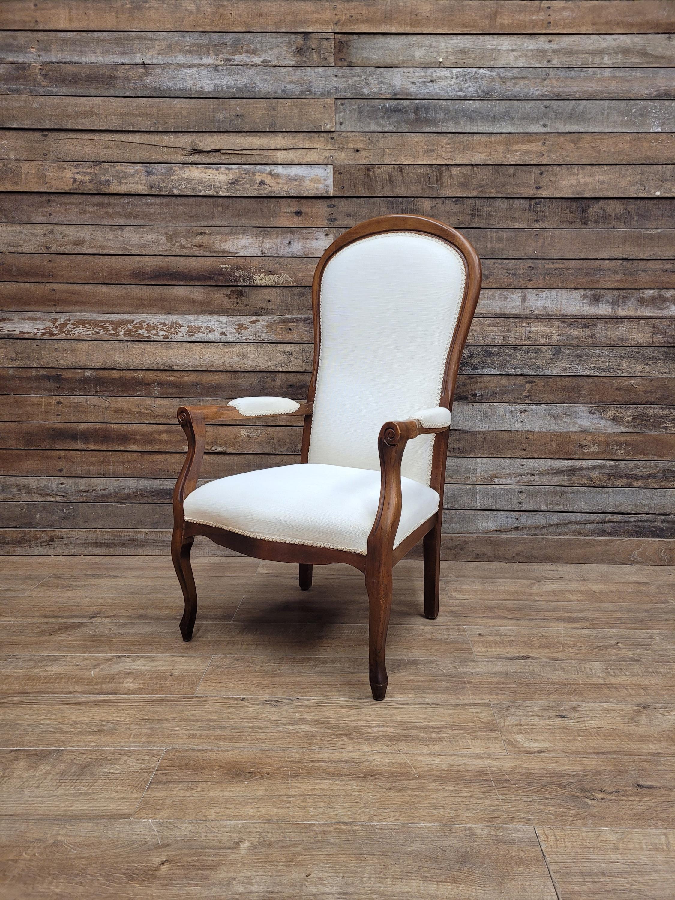 Mahogany Armchair Louis Philippe Style Upholstered Spoon Back Scroll Arm Chair