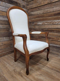 Mahogany Armchair Louis Philippe Style Upholstered Spoon Back Scroll Arm Chair
