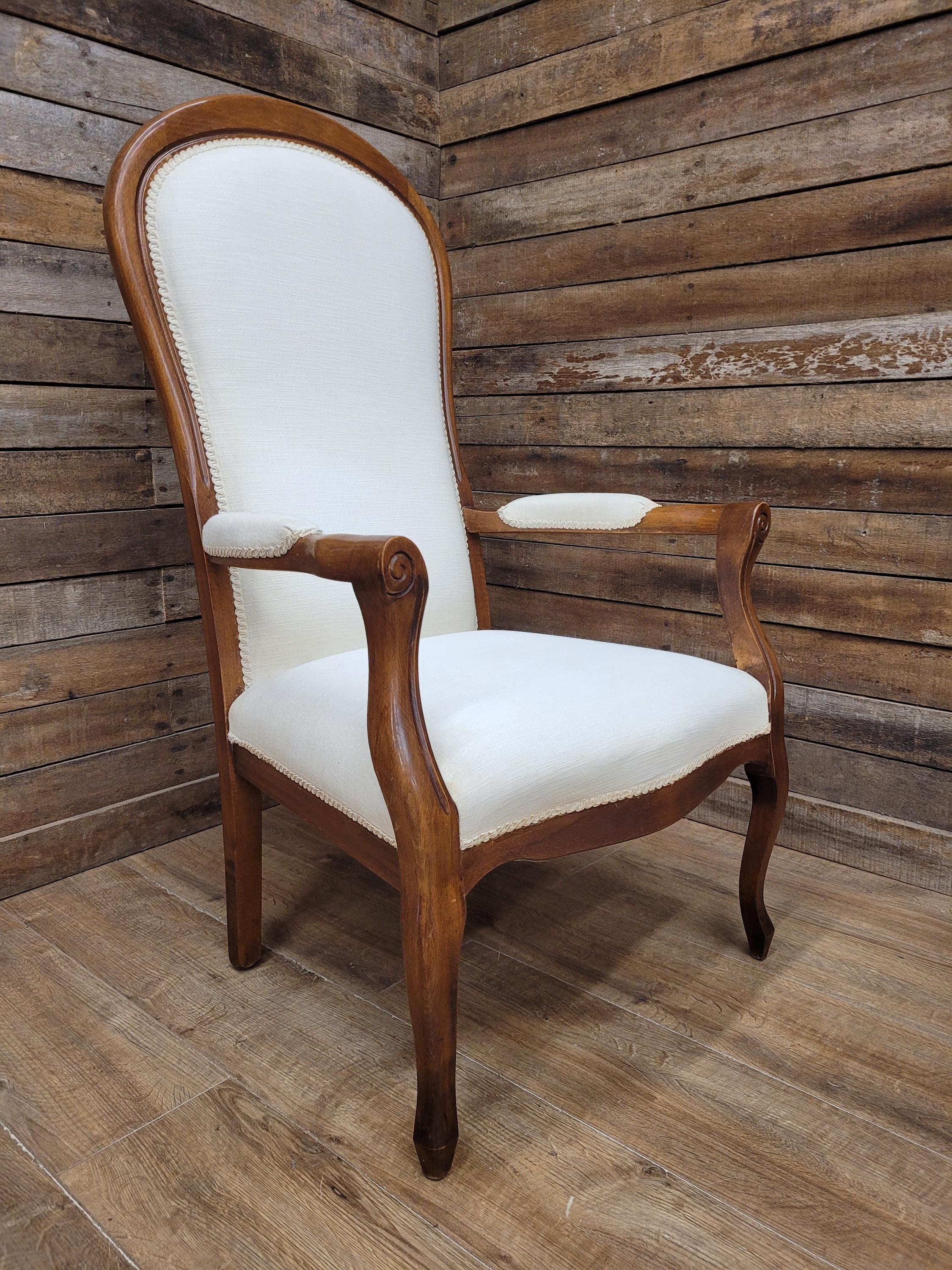 Mahogany Armchair Louis Philippe Style Upholstered Spoon Back Scroll Arm Chair