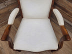 Mahogany Armchair Louis Philippe Style Upholstered Spoon Back Scroll Arm Chair