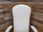 Mahogany Armchair Louis Philippe Style Upholstered Spoon Back Scroll Arm Chair