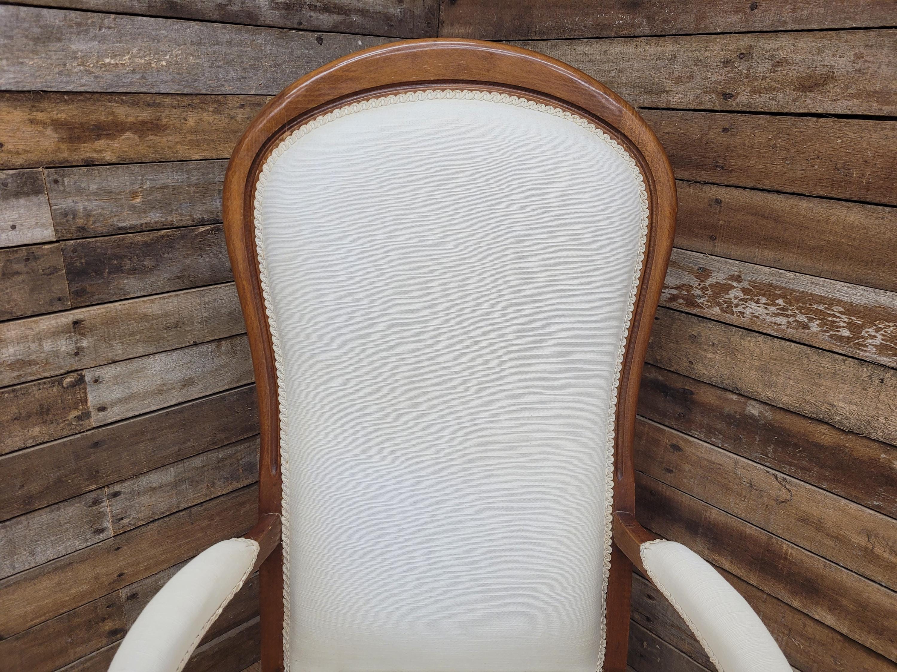 Mahogany Armchair Louis Philippe Style Upholstered Spoon Back Scroll Arm Chair