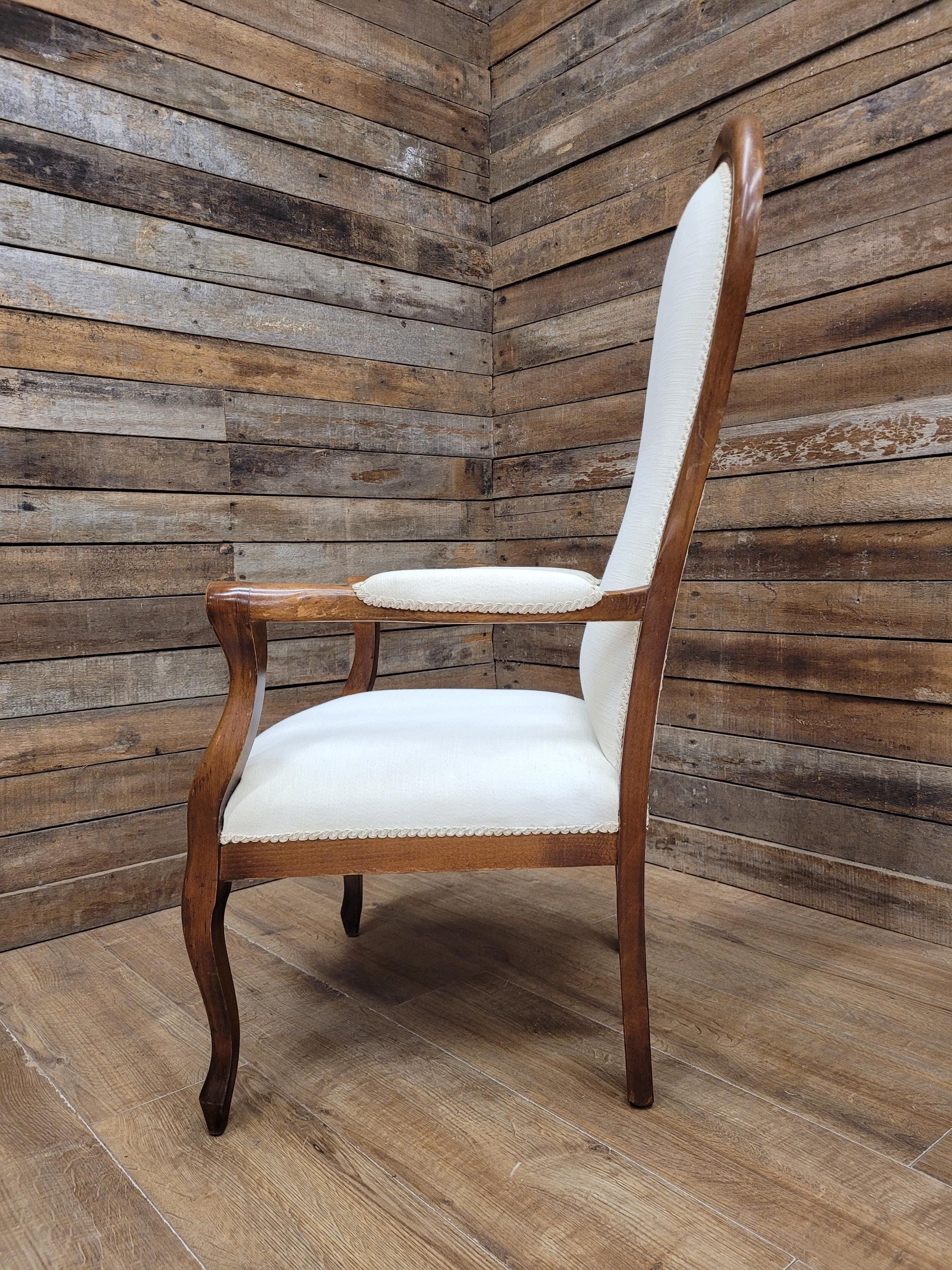 Mahogany Armchair Louis Philippe Style Upholstered Spoon Back Scroll Arm Chair
