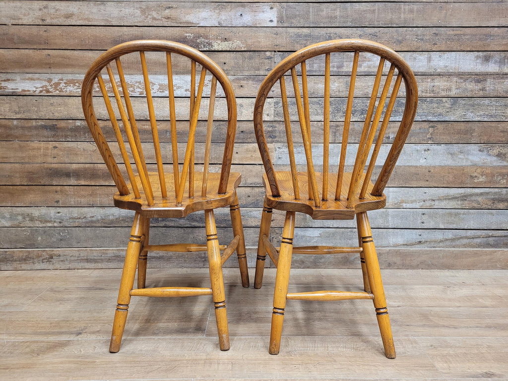 Pair Elm Windsor Kitchen Chairs Air Ministry Hoop Back Vintage