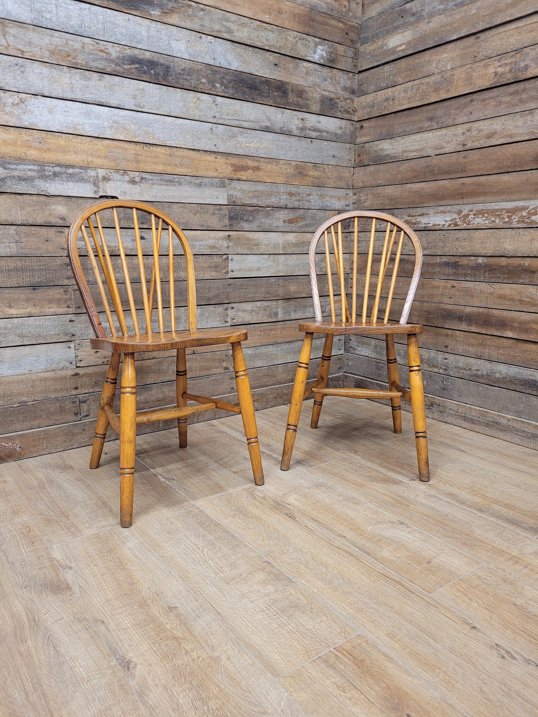Pair Elm Windsor Kitchen Chairs Air Ministry Hoop Back Vintage