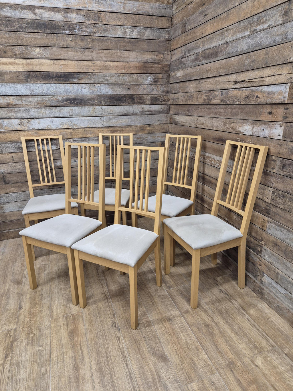 Ikea Borje Oak Dining Chairs Upholstered Seat Set Of Six