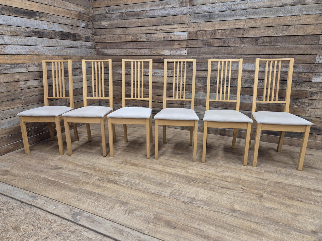 Ikea Borje Oak Dining Chairs Upholstered Seat Set Of Six