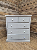 Painted Pine Chest Of Drawers Grey 2 Over 3 Chest Ceramic Handles
