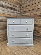 Painted Pine Chest Of Drawers Grey 2 Over 3 Chest Ceramic Handles