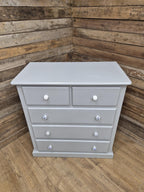 Painted Pine Chest Of Drawers Grey 2 Over 3 Chest Ceramic Handles