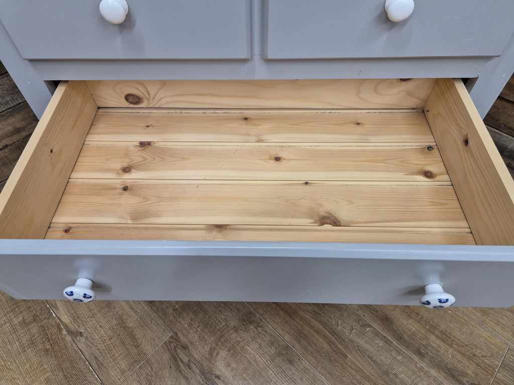 Painted Pine Chest Of Drawers Grey 2 Over 3 Chest Ceramic Handles