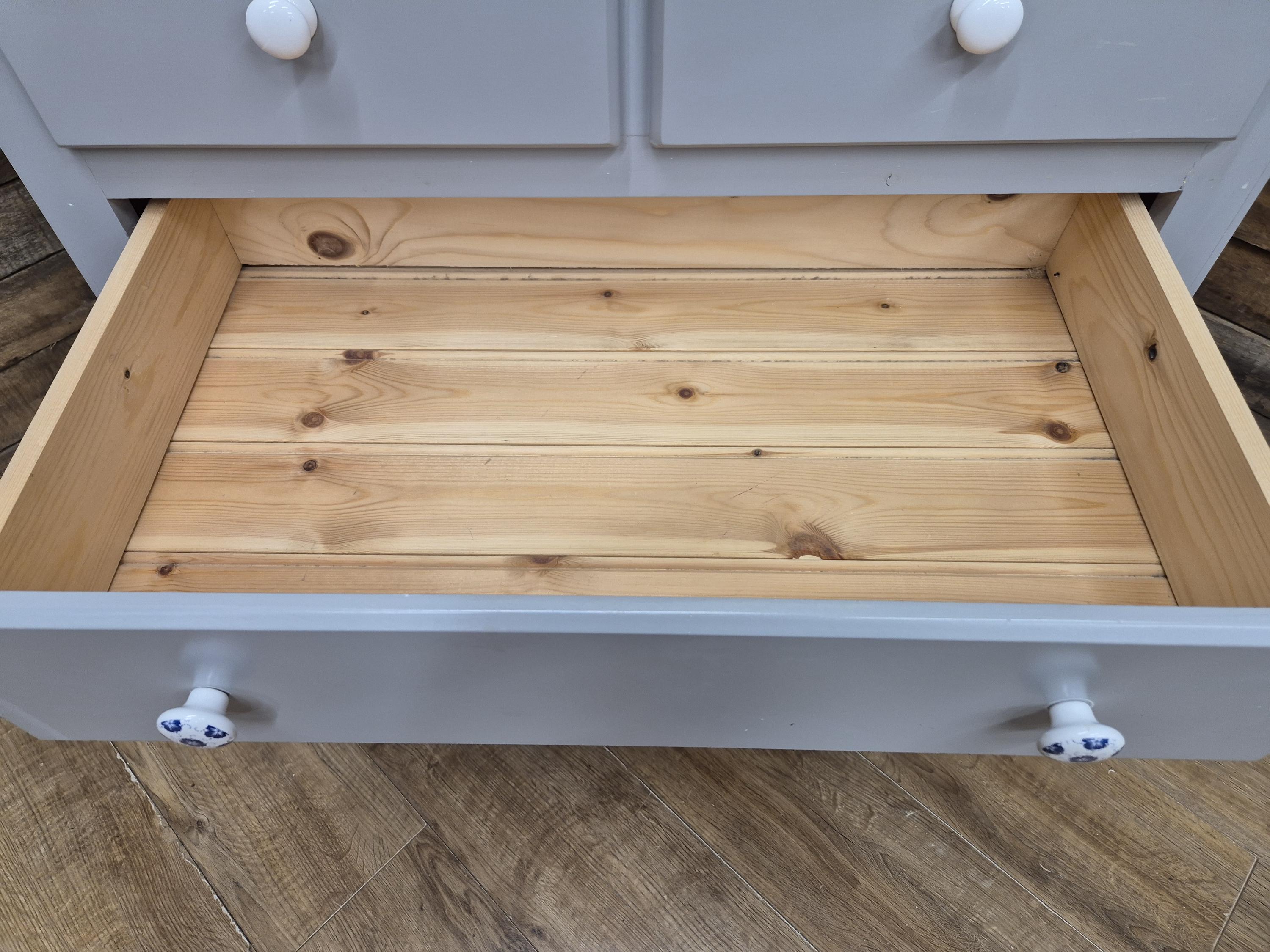 Painted Pine Chest Of Drawers Grey 2 Over 3 Chest Ceramic Handles
