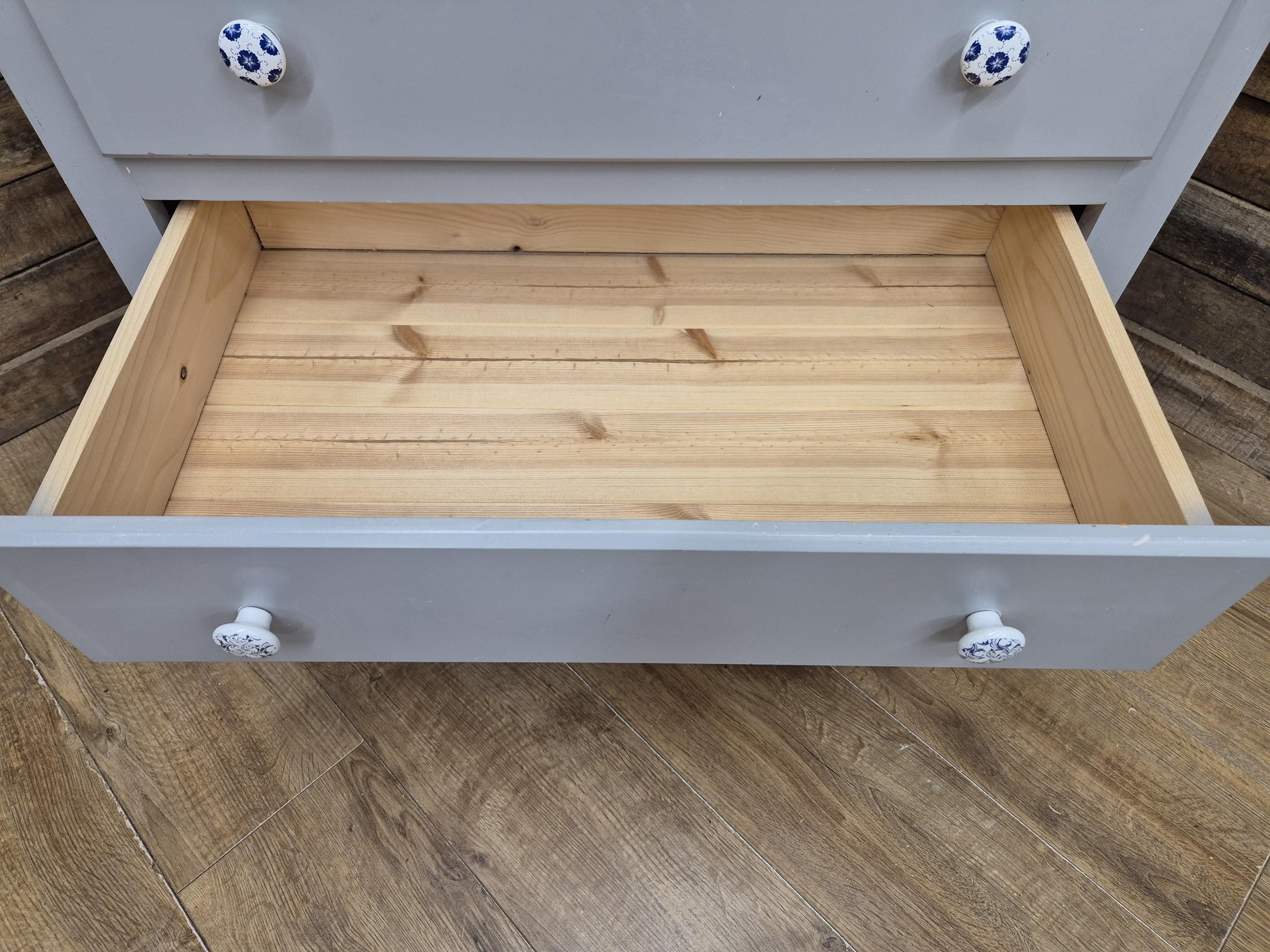 Painted Pine Chest Of Drawers Grey 2 Over 3 Chest Ceramic Handles