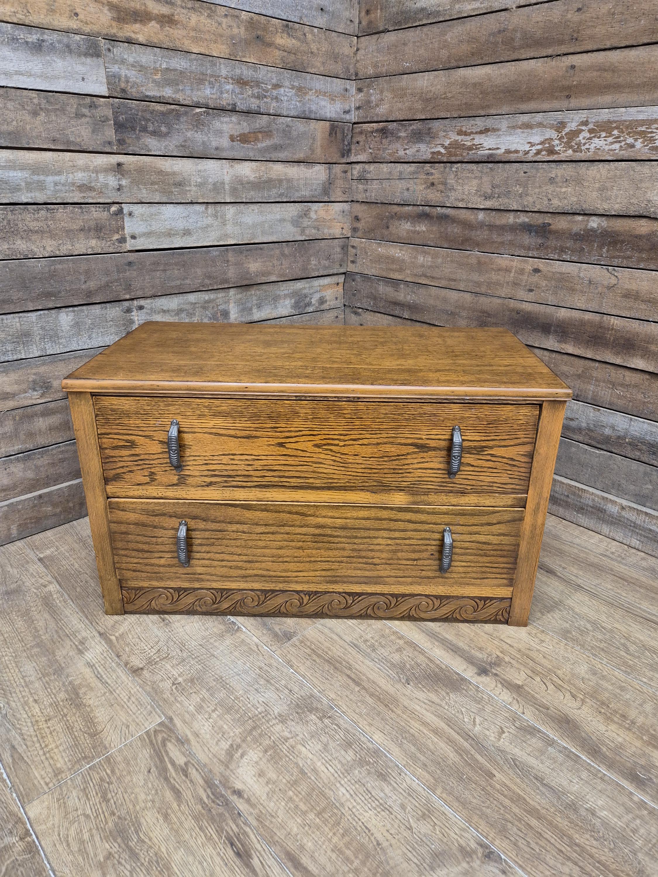 Lebus Oak Two Drawer Blanket Box Storage Chest