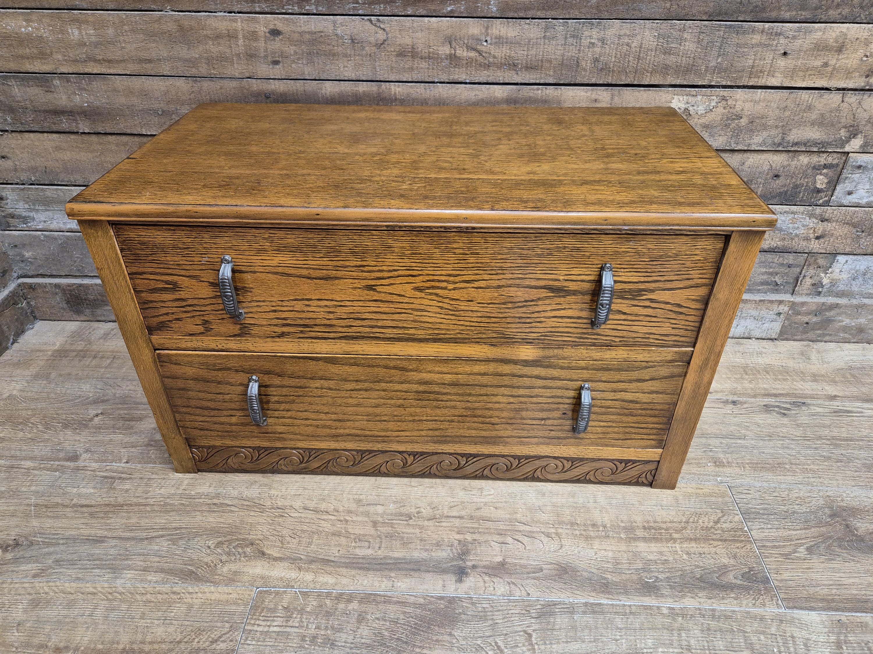 Lebus Oak Two Drawer Blanket Box Storage Chest
