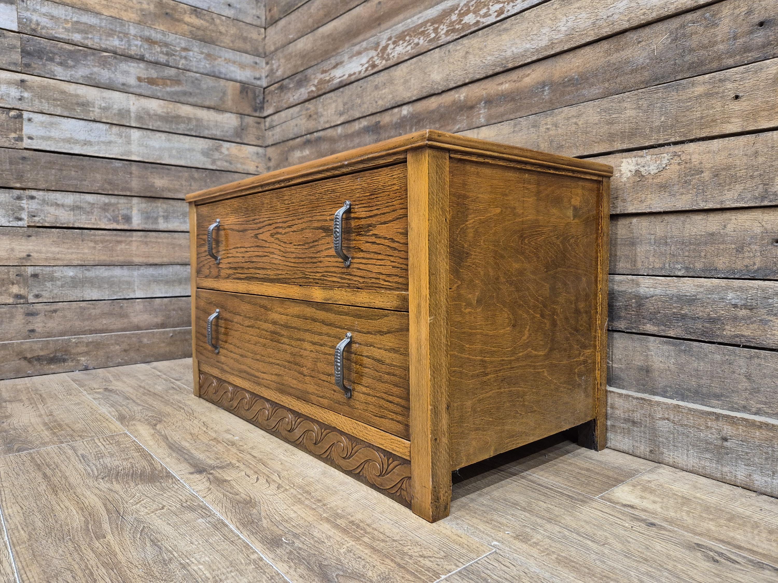 Lebus Oak Two Drawer Blanket Box Storage Chest
