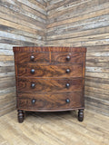 Mahogany Bow Front Chest Of Drawers Regency Style Five Drawer