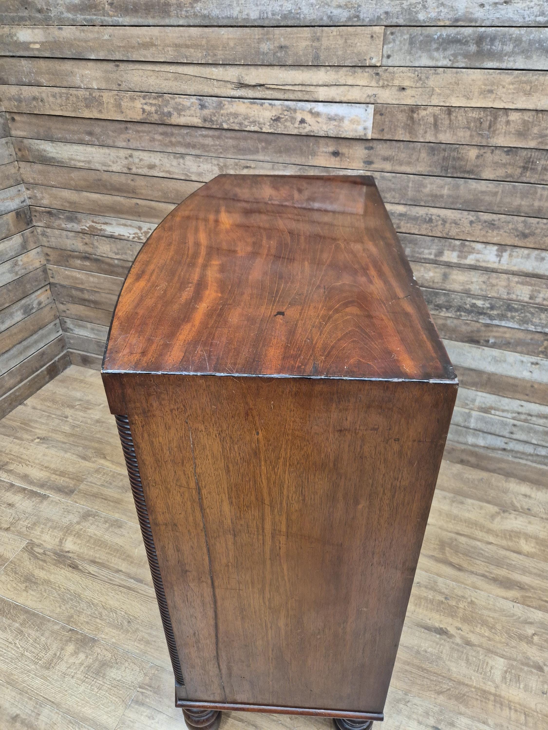 Mahogany Bow Front Chest Of Drawers Regency Style Five Drawer