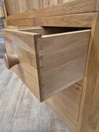 Oak Double Wardrobe Five Drawer Rustic Bedroom Armoire Storage