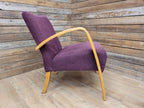IKEA Bentwood Armchair Halabala Style Lounge Chair Purple Fabric