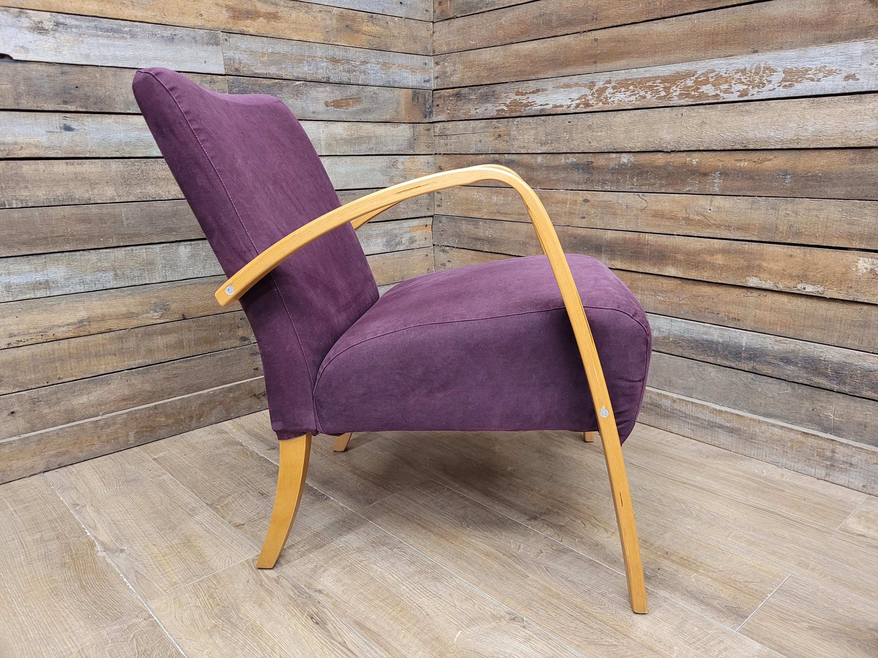 IKEA Bentwood Armchair Halabala Style Lounge Chair Purple Fabric