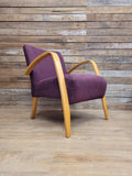 IKEA Bentwood Armchair Halabala Style Lounge Chair Purple Fabric