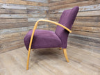 IKEA Bentwood Armchair Halabala Style Lounge Chair Purple Fabric