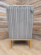 Old Charm Blakeney Wingback Armchair Oak Fireside Chair Striped Upholstery