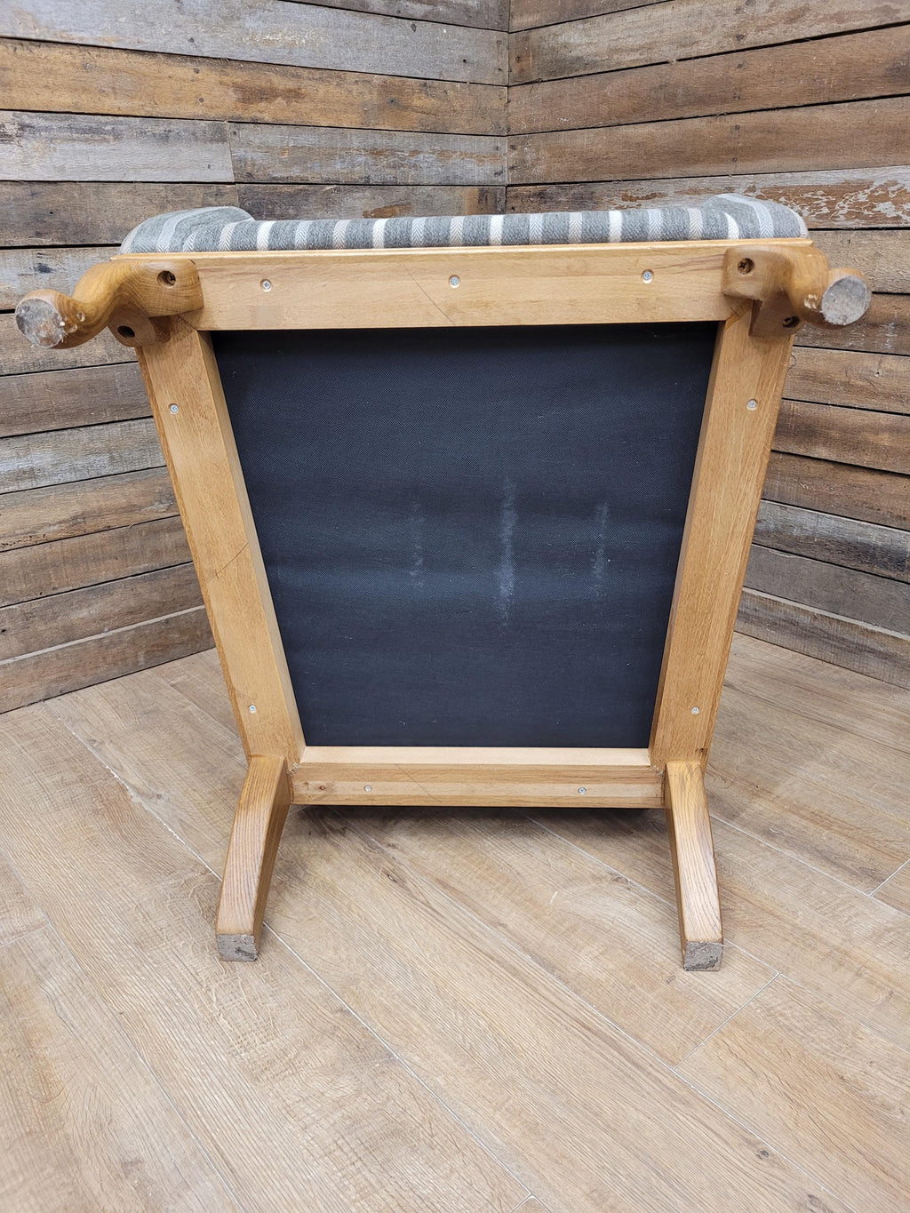 Old Charm Blakeney Wingback Armchair Oak Fireside Chair Striped Upholstery