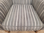 Old Charm Blakeney Wingback Armchair Oak Fireside Chair Striped Upholstery