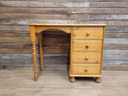 Pine Computer Desk Four Drawer Rustic Farmhouse Writing Table