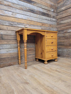 Pine Computer Desk Four Drawer Rustic Farmhouse Writing Table