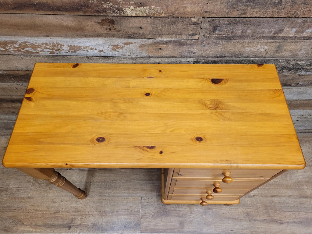 Pine Computer Desk Four Drawer Rustic Farmhouse Writing Table
