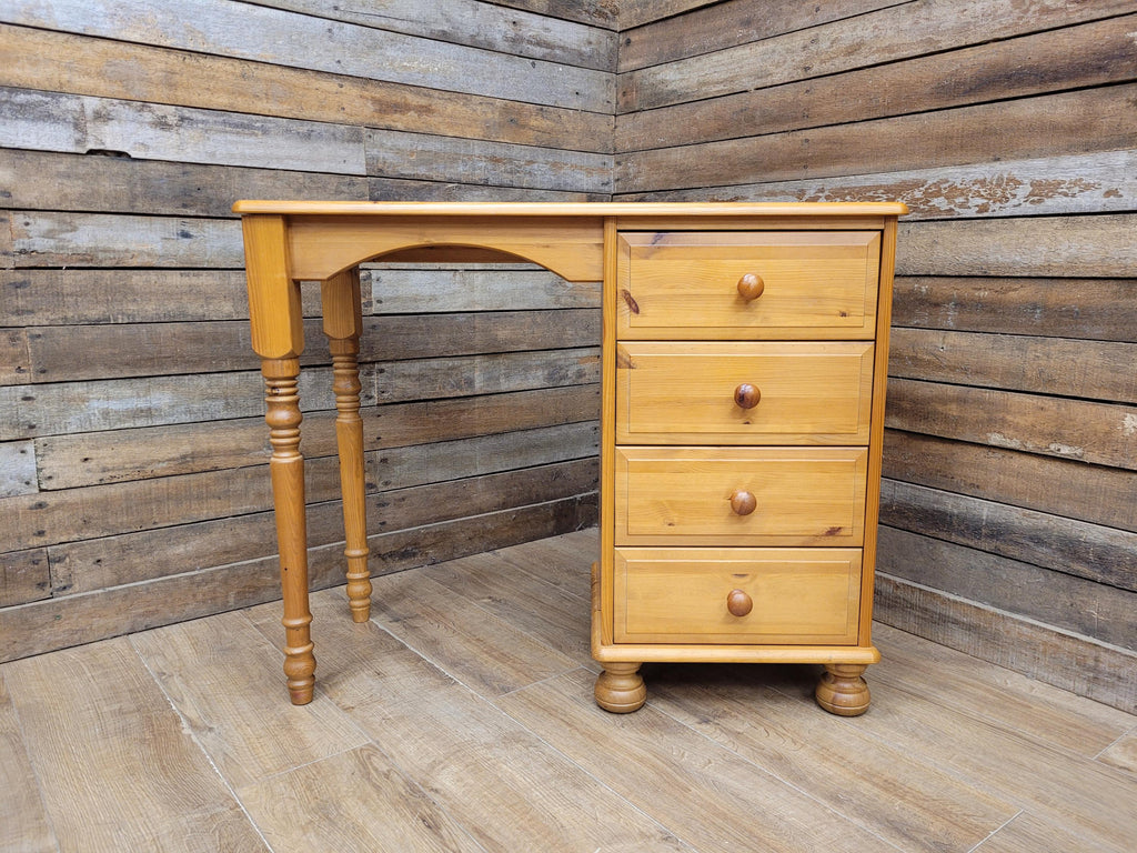 Pine Computer Desk Four Drawer Rustic Farmhouse Writing Table