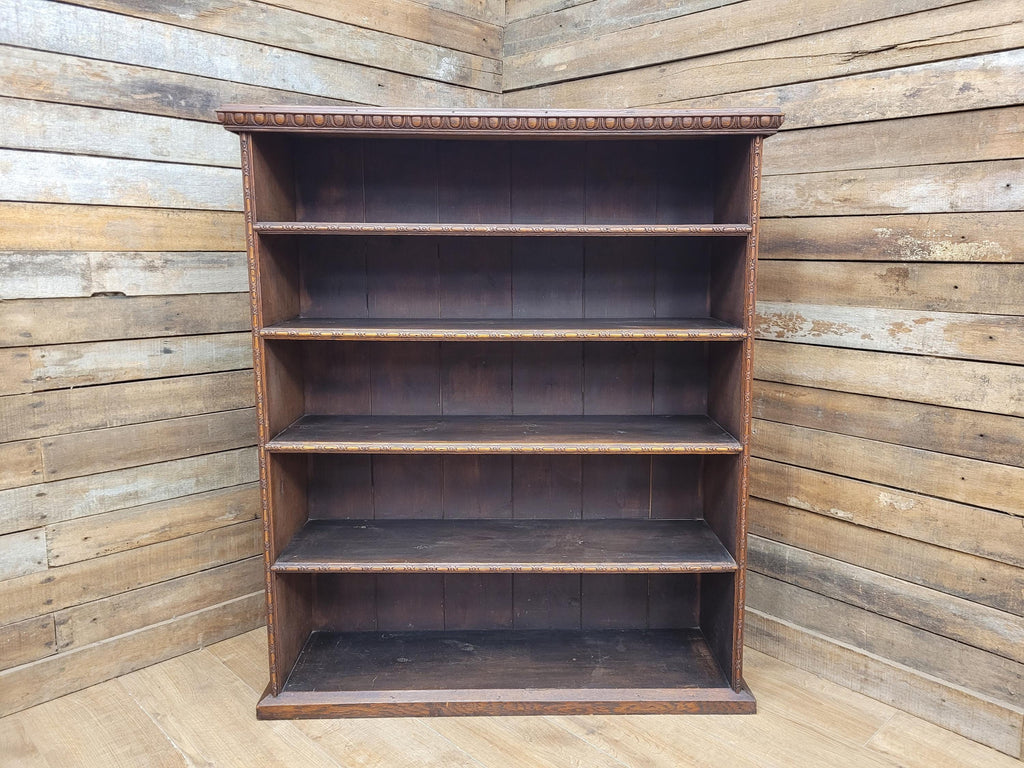Victorian Oak Open Bookcase Antique Five Shelf Display Cabinet