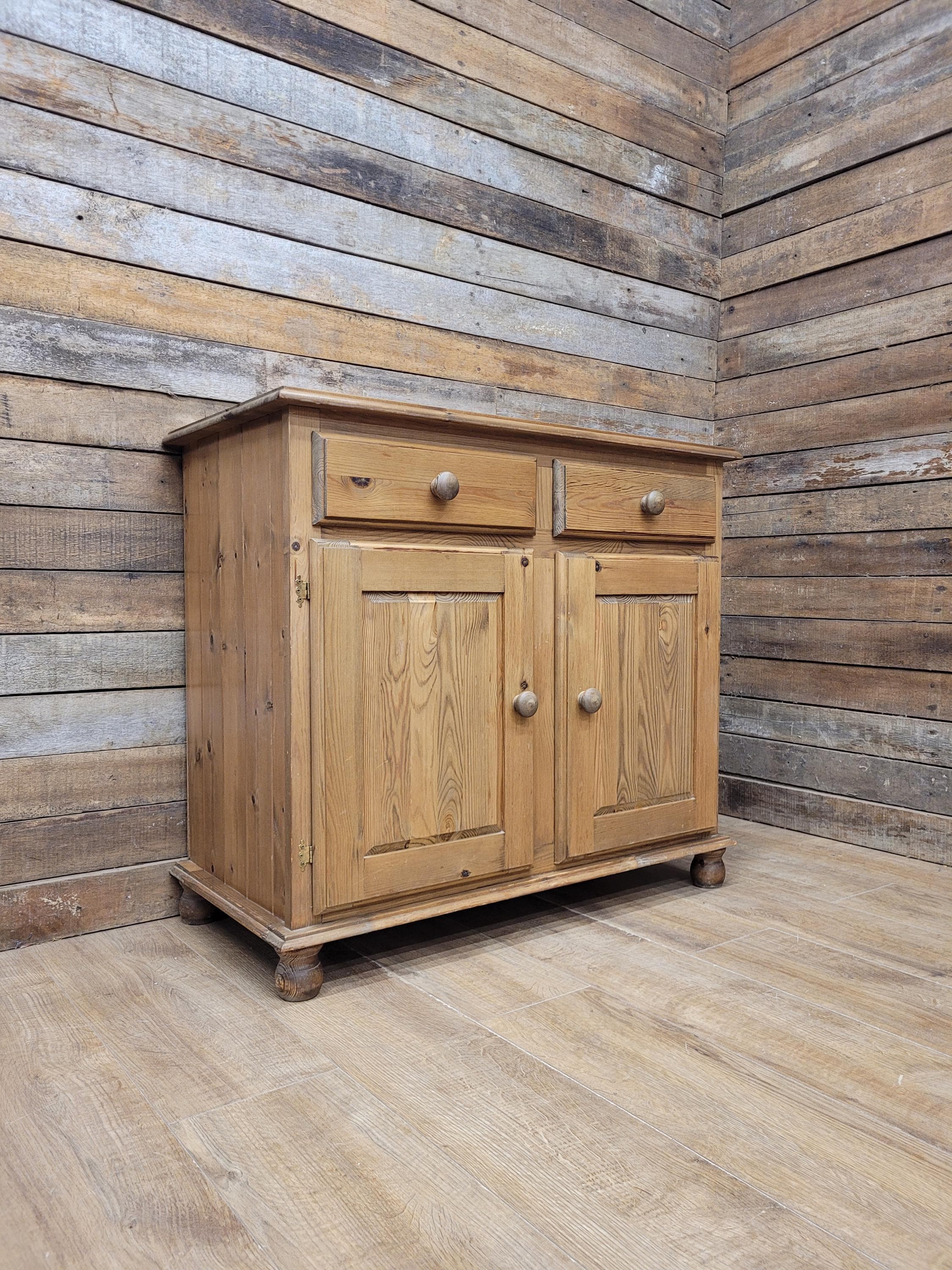 Pine Sideboard Cupboard Rustic Farmhouse Two Drawer Two Door Cabinet