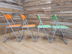 IKEA Folding Chairs Plastic Metal Stackable Dining Kitchen Set Four