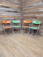 IKEA Folding Chairs Plastic Metal Stackable Dining Kitchen Set Four