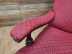 Victorian Armchair Mahogany Upholstered Library Lounge Chair Castors