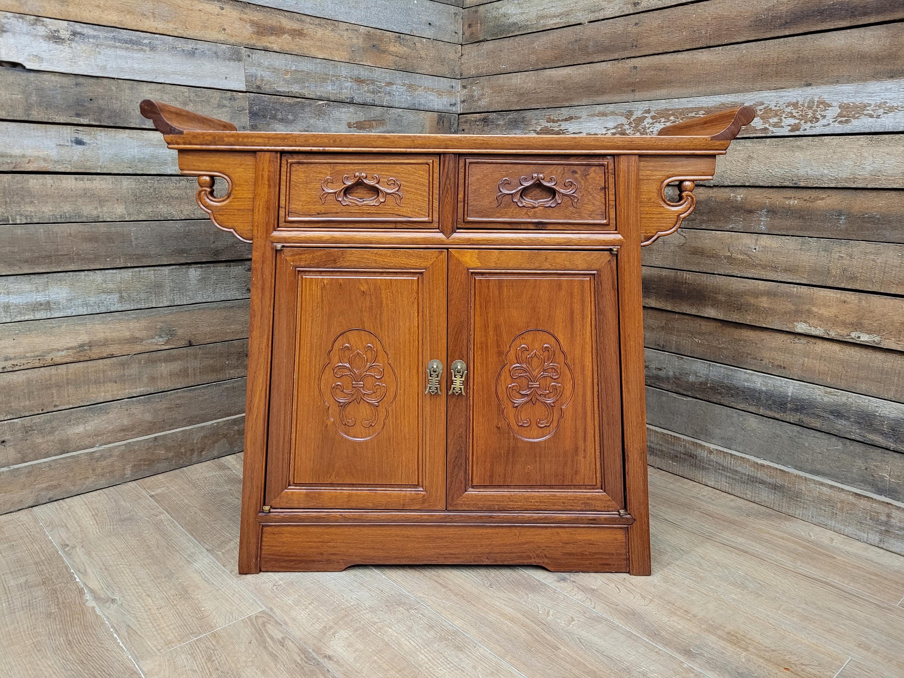 Hardwood Sideboard Cabinet Carved Two Drawer Two Door Cupboard