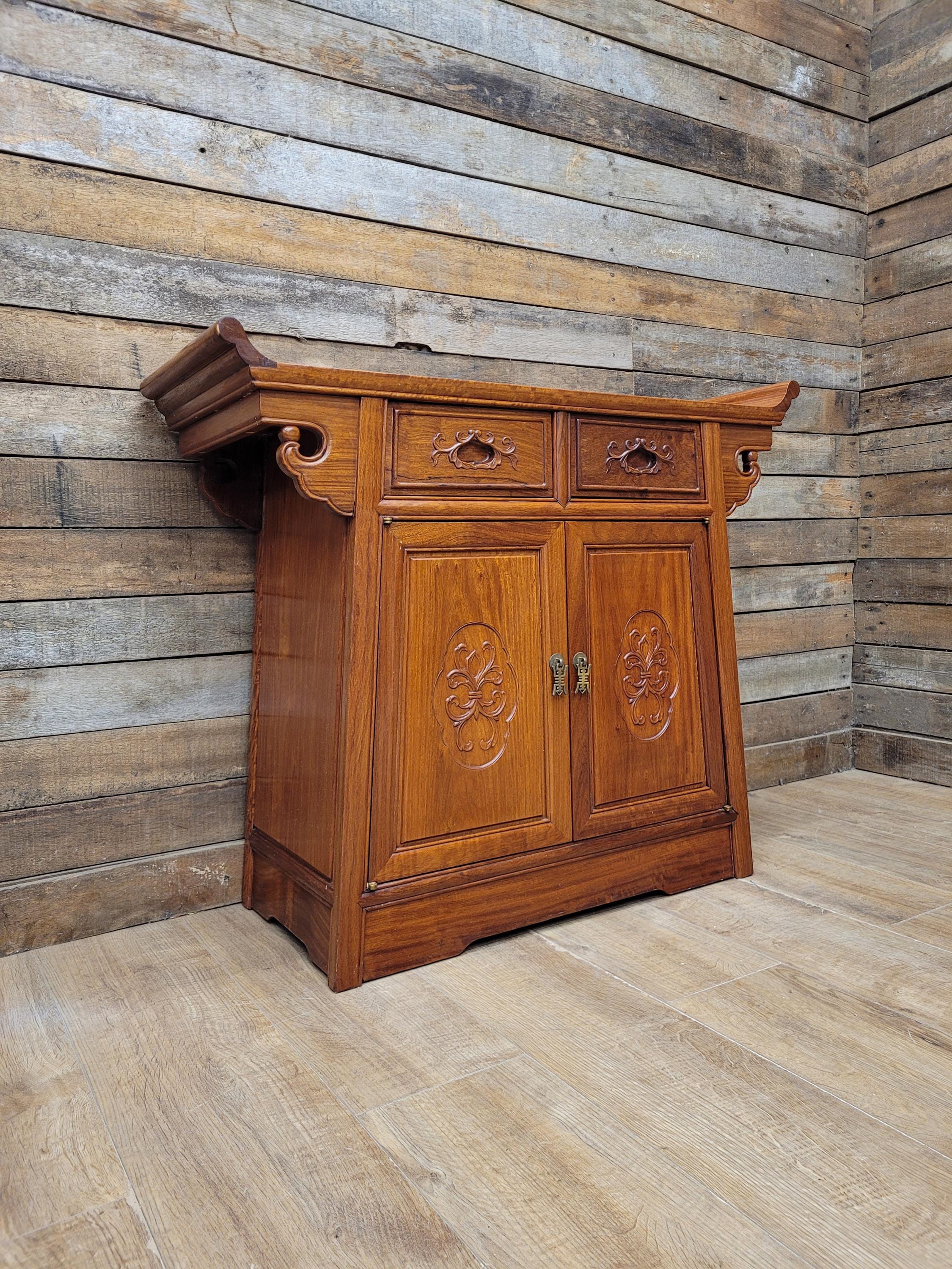 Hardwood Sideboard Cabinet Carved Two Drawer Two Door Cupboard