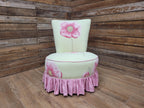 Floral Upholstered Slipper Chair Vintage Style Ruffled Accent Seat