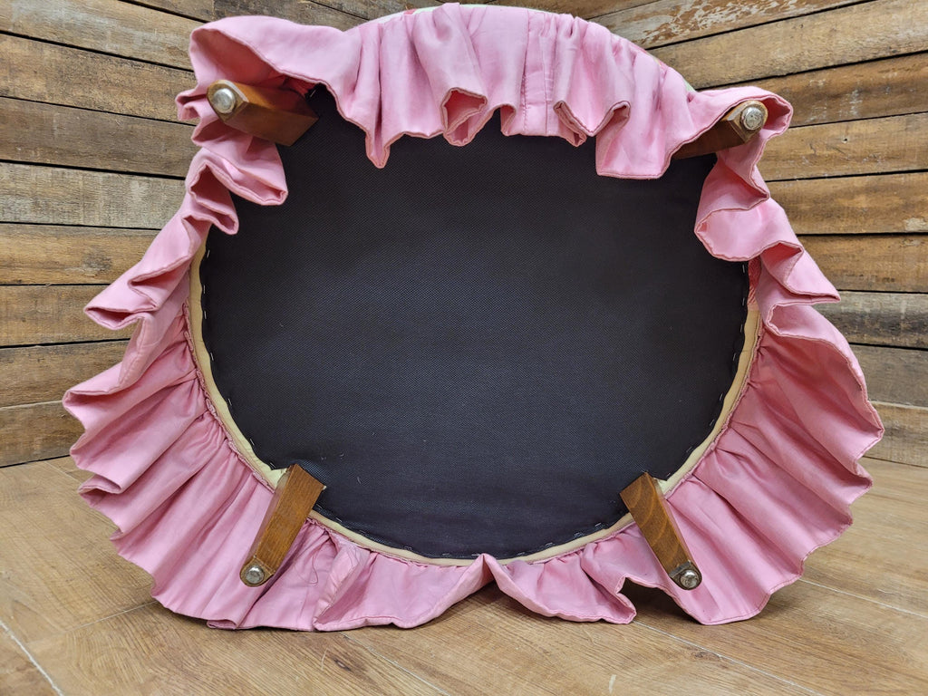 Floral Upholstered Slipper Chair Vintage Style Ruffled Accent Seat