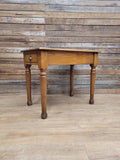 Edwardian Oak Side Table Single Drawer Turned Leg Lamp Table