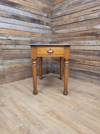 Edwardian Oak Side Table Single Drawer Turned Leg Lamp Table