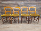 Dining Chairs Mahogany Victorian Balloon Back Velour Set Four