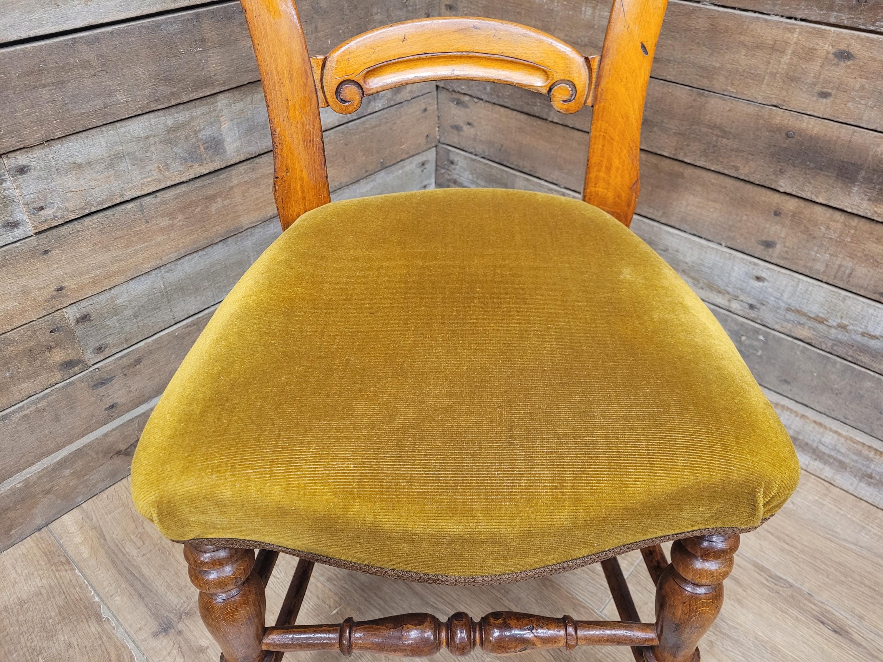 Dining Chairs Mahogany Victorian Balloon Back Velour Set Four