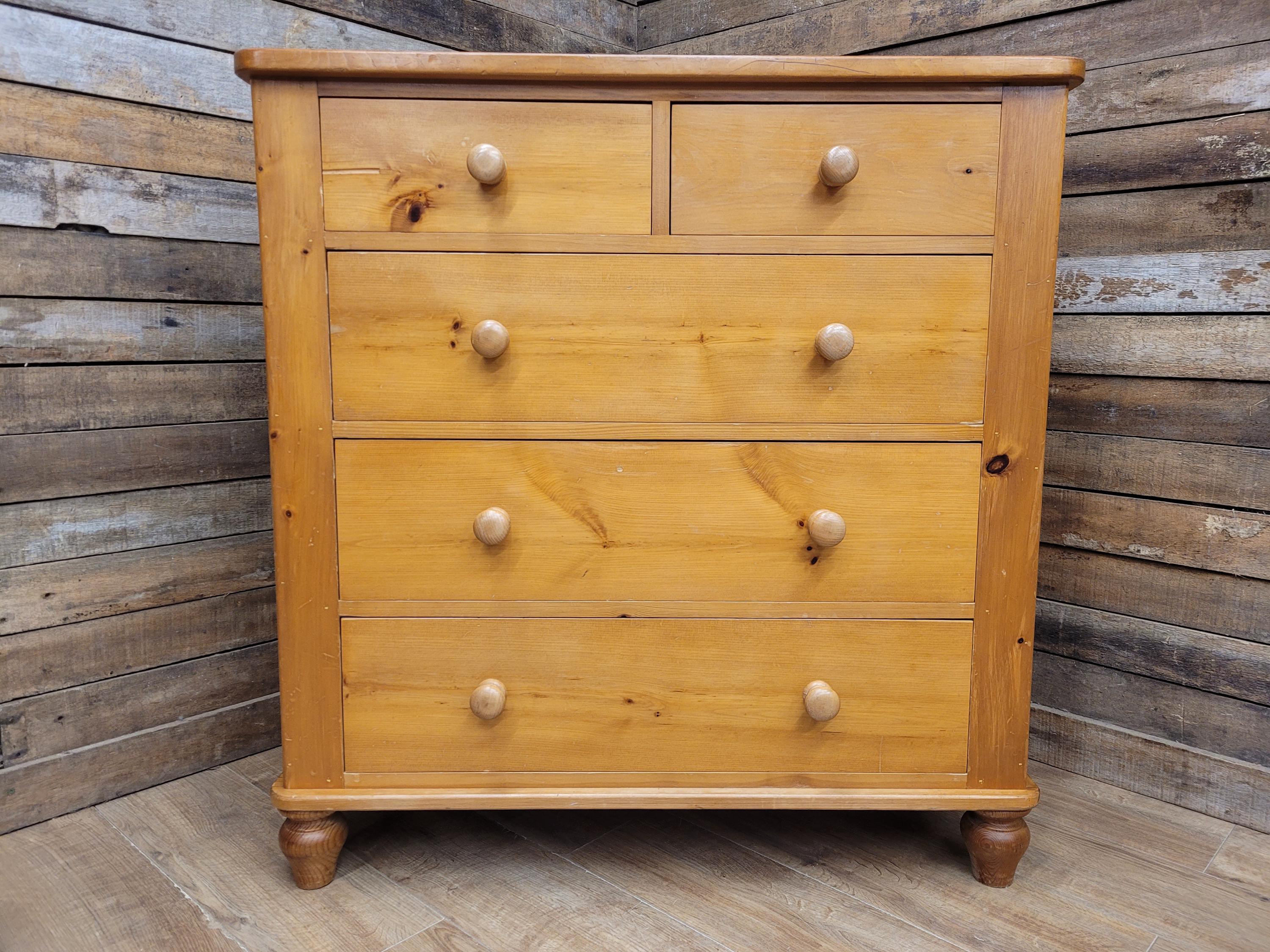 Scots Pine Chest Five Drawer Dovetailed Pine Bedroom Storage 2 Over 3